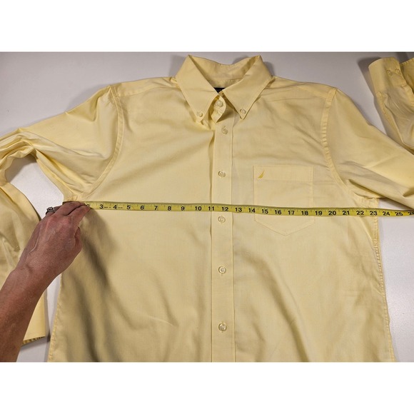 Nautica yellow slim fit wrinkle resistant yellow long sleeve button up EUC - - Picture 6 of 7